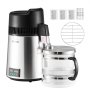 VEVOR Destylator wody 6 l, większy filtr do czystej wody, destylator szklany o mocy 900 W, urządzenie do wody pitnej z wnętrzem ze stali nierdzewnej do wytwarzania czystej wody, destylator wody srebrny