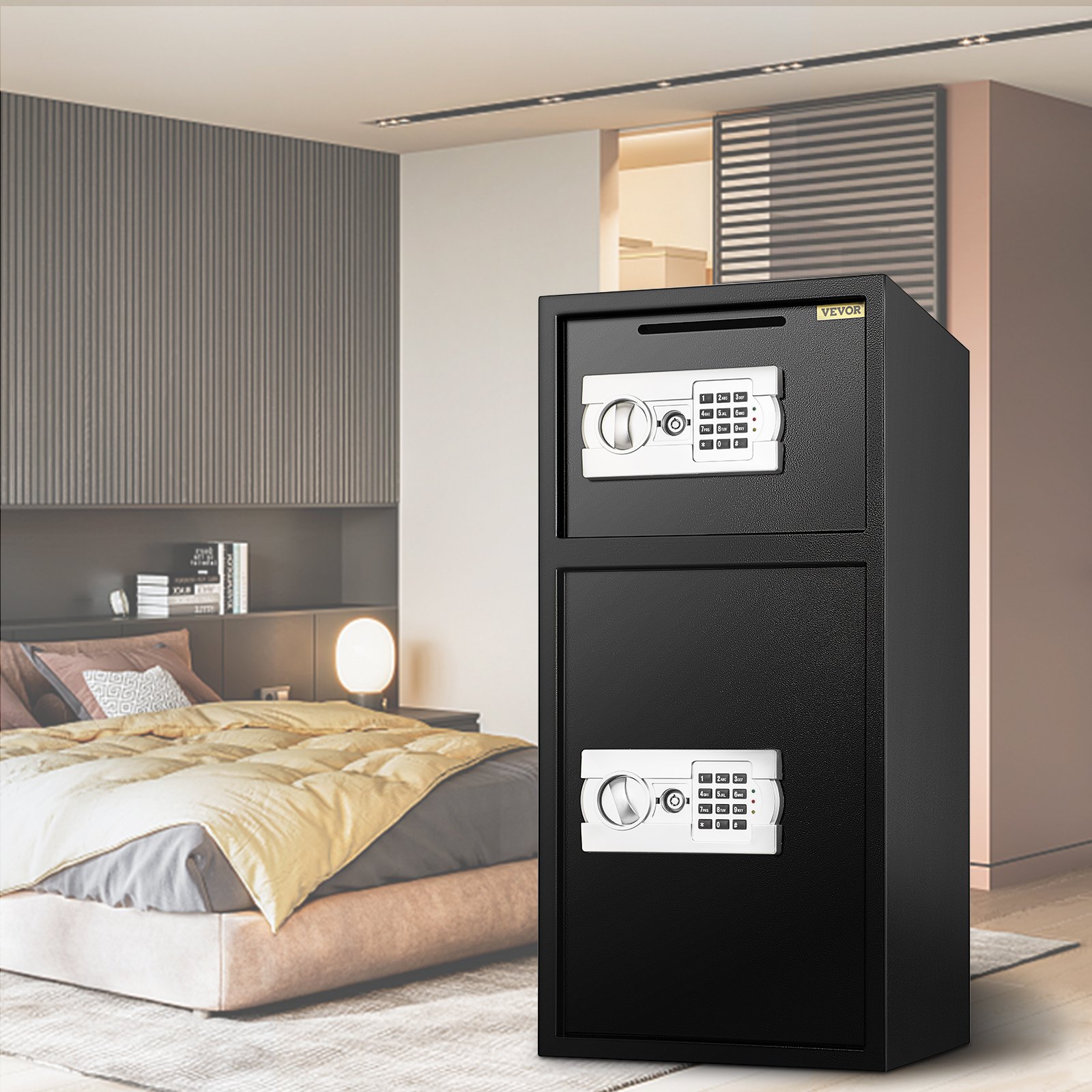 Sejf VEVOR z zamkiem elektronicznym na klucz, 4 mm, z zamkiem szyfrowym, 74 l, z solidnym żelazem, elektroniczny zamek do sejfu meblowego, z solidną konstrukcją stalową
