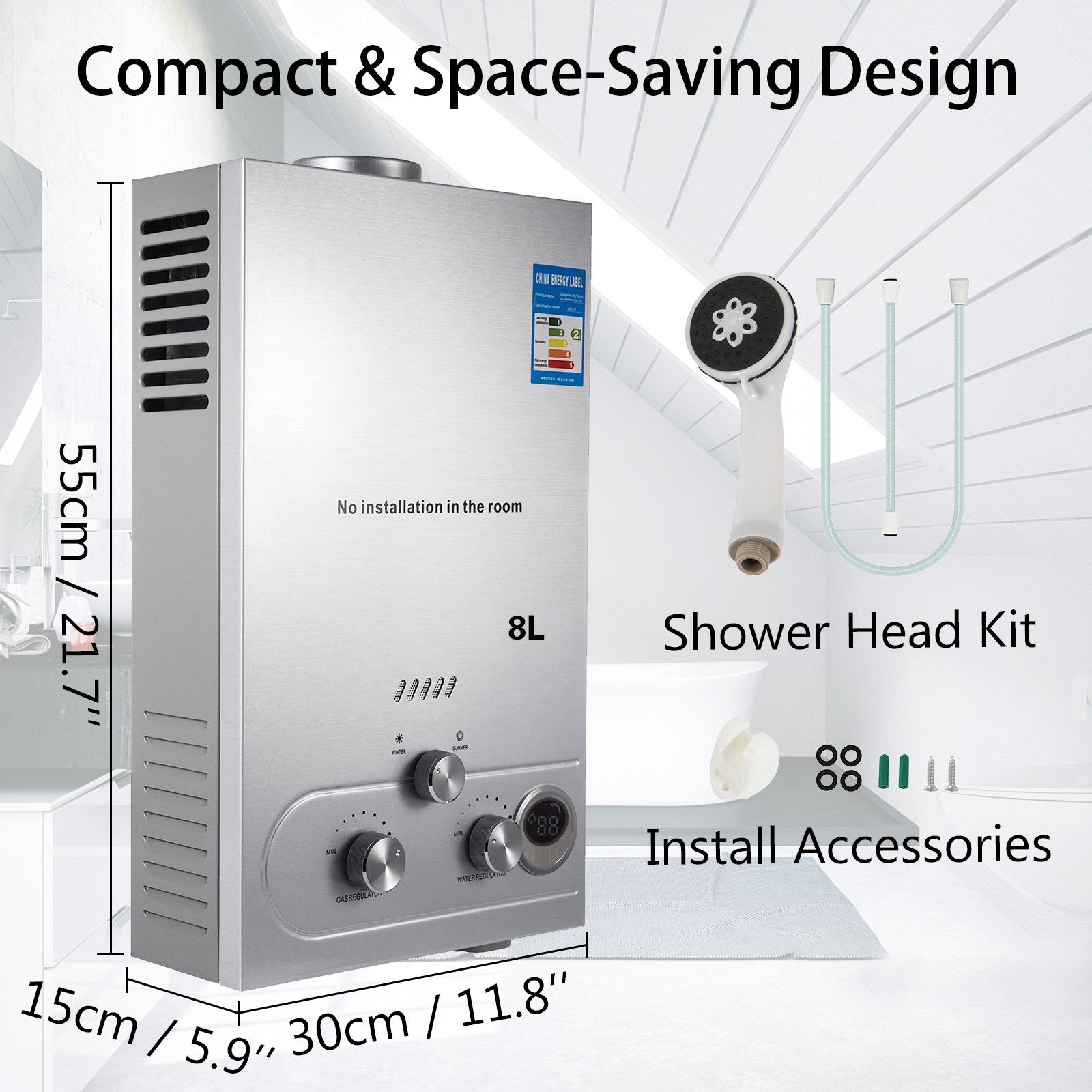 16KW 8L gazowy gaz ziemny bezzbiornikowy natychmiastowy podgrzewacz ciepłej wody kocioł łazienka prysznic