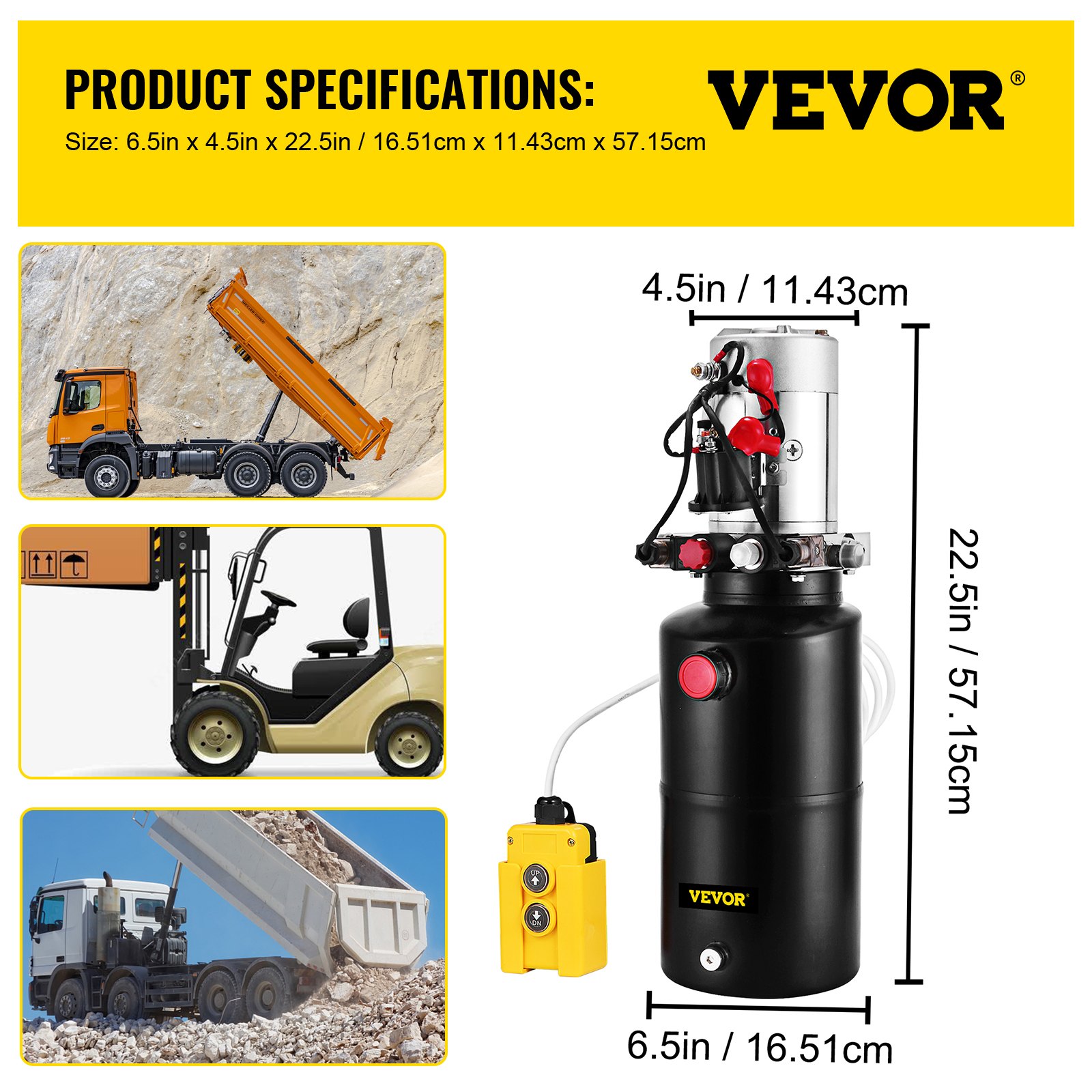 VEVOR hydrauliczna pompa dwustronnego działania 12 V DC 8 QT zbiornik stalowy