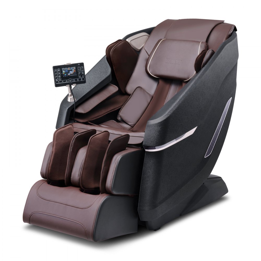 Fotel masujący VEVOR z elastyczną szyną SL, masażer shiatsu 3D całego ciała, funkcja Zero Gravity, 10–18 trybów automatycznych, ogrzewanie, głośnik Bluetooth, poduszka powietrzna i ekran dotykowy, 150 kg