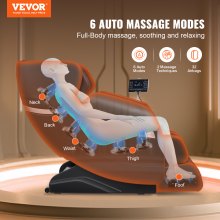 Fotel do masażu VEVOR - Fotel o zerowej grawitacji całego ciała z wieloma trybami automatycznymi, Shiatsu 3D, ogrzewaniem, głośnikiem Bluetooth, poduszką powietrzną, rolką podnóżkową i ekranem dotykowym