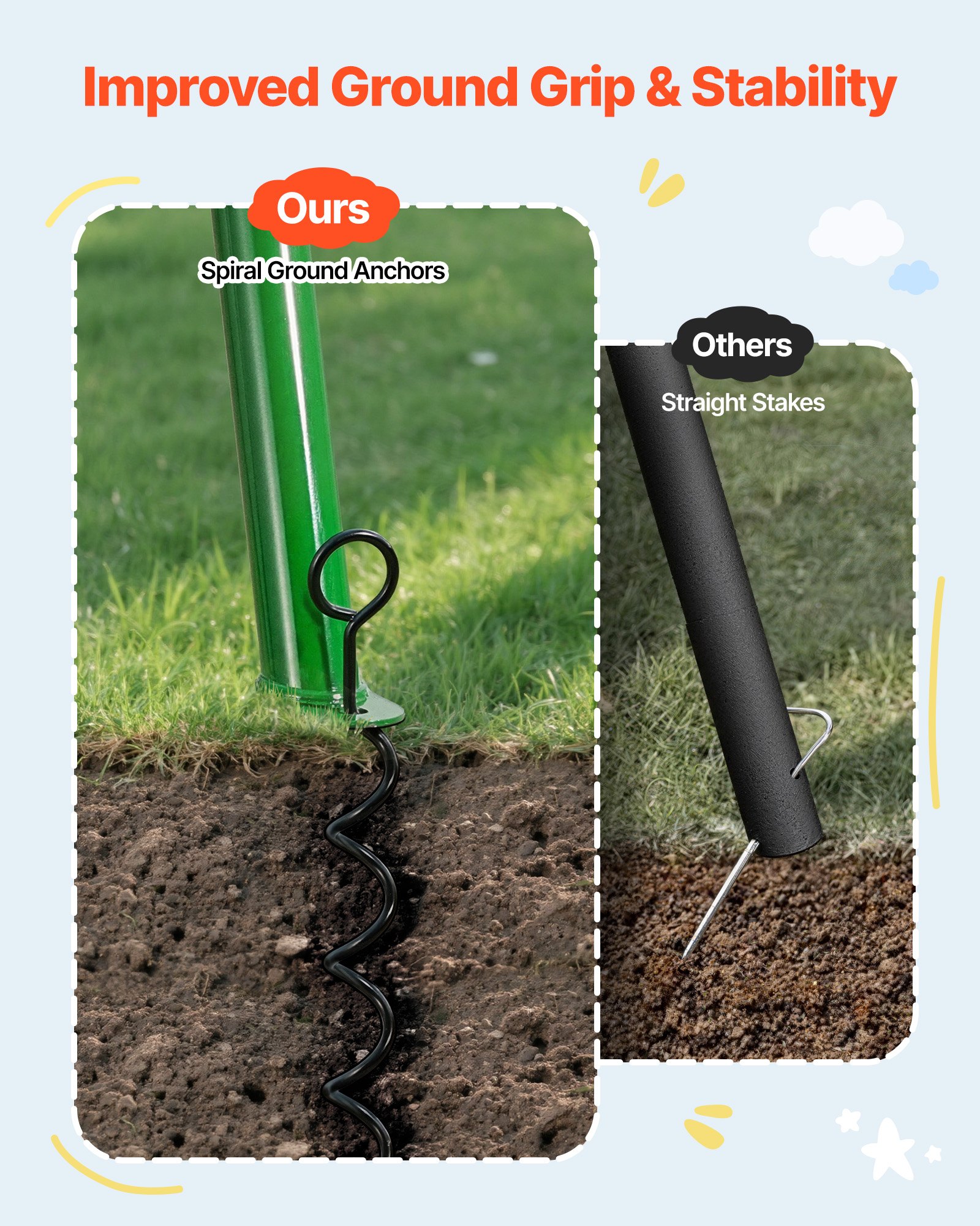 Huśtawka ogrodowa VEVOR z metalową ramą w kształcie litery A, siedzisko huśtawki (wysokość 101,6 cm), udźwig do 199,6 kg, zestaw huśtawek ogrodowych, wzmocniony spiralnymi kotwami gruntowymi, kolorowa huśtawka talerzykowa