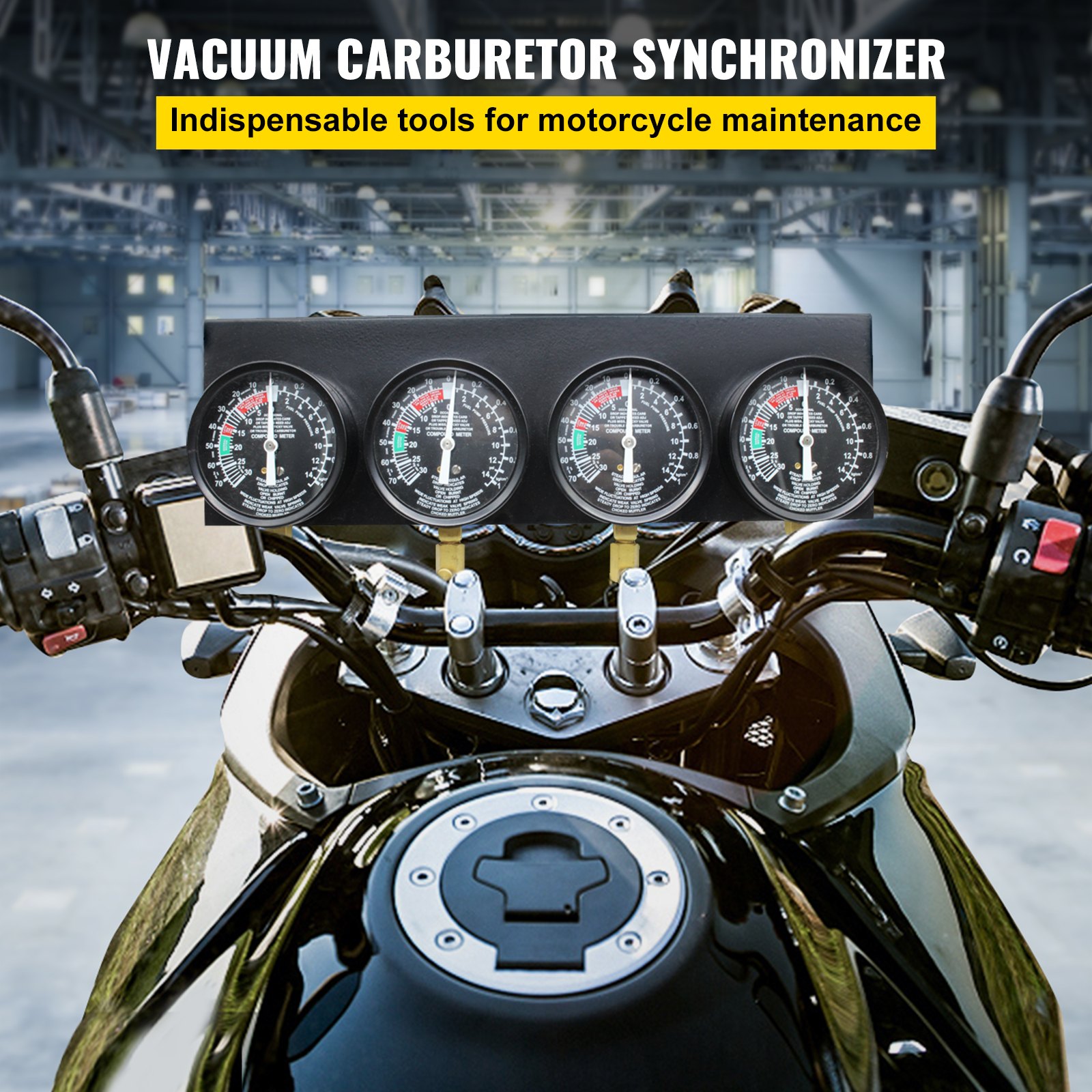 VEV carburetor synchronizer B100132, carburetor synchronizer with pressure gauges 50x30x15cm, carburetor synchronizer set, fuel vacuum carburetor