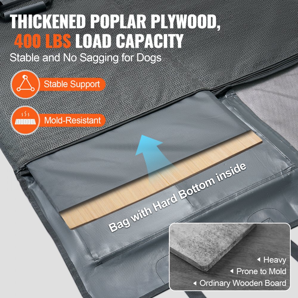 VEVOR Pokrowiec na fotel samochodowy dla psa, kocyk na tylne siedzenie, pokrowiec na fotel samochodowy dla psa z twardym spodem na tylne siedzenie, 137 x 61 cm, do 180 kg, z okienkiem z siatki i kieszenią do przechowywania w samochodzie, SUV