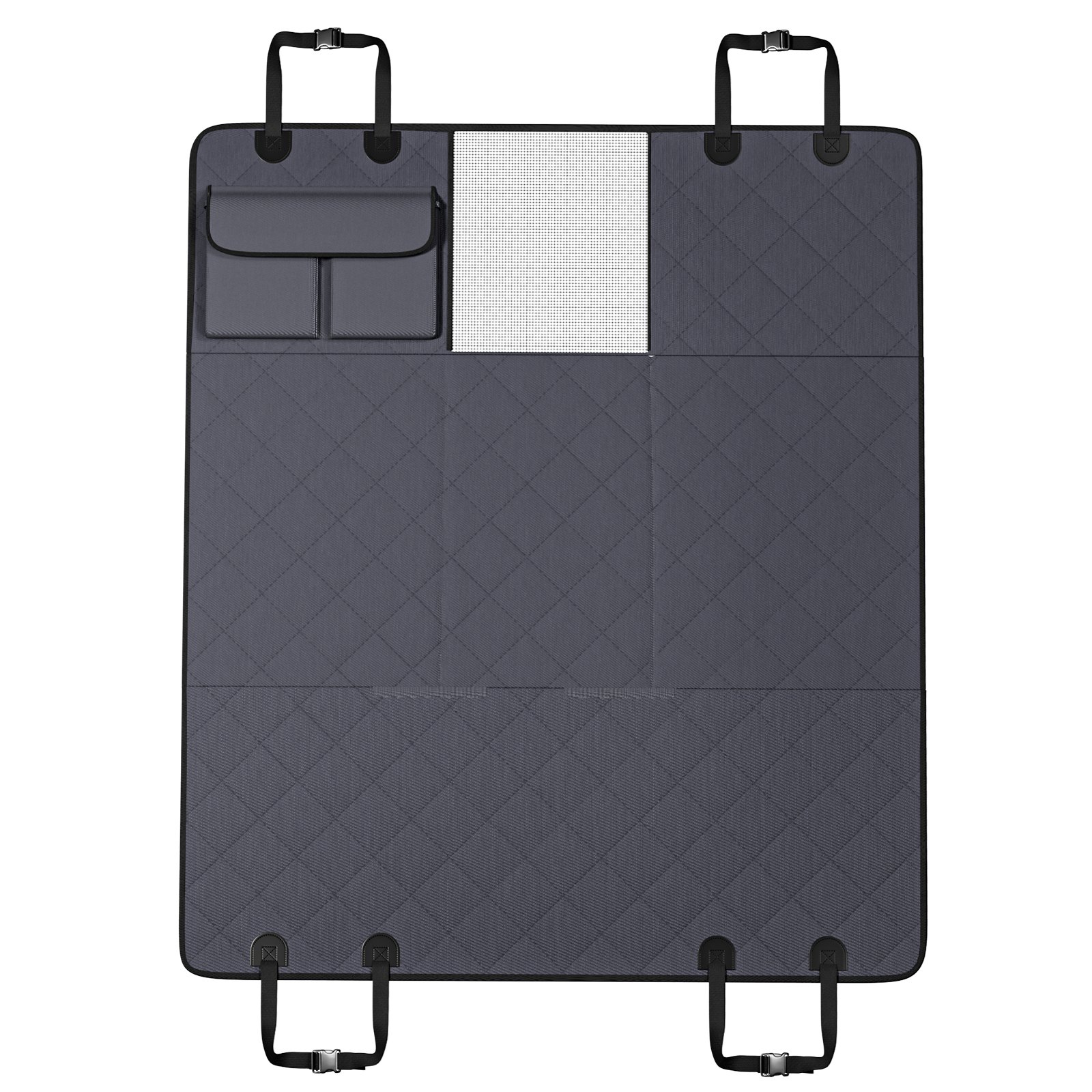 VEVOR Pokrowiec na fotel samochodowy dla psa, kocyk na tylne siedzenie, pokrowiec na fotel samochodowy dla psa z twardym spodem na tylne siedzenie, 137 x 61 cm, do 180 kg, z okienkiem z siatki i kieszenią do przechowywania w samochodzie, SUV