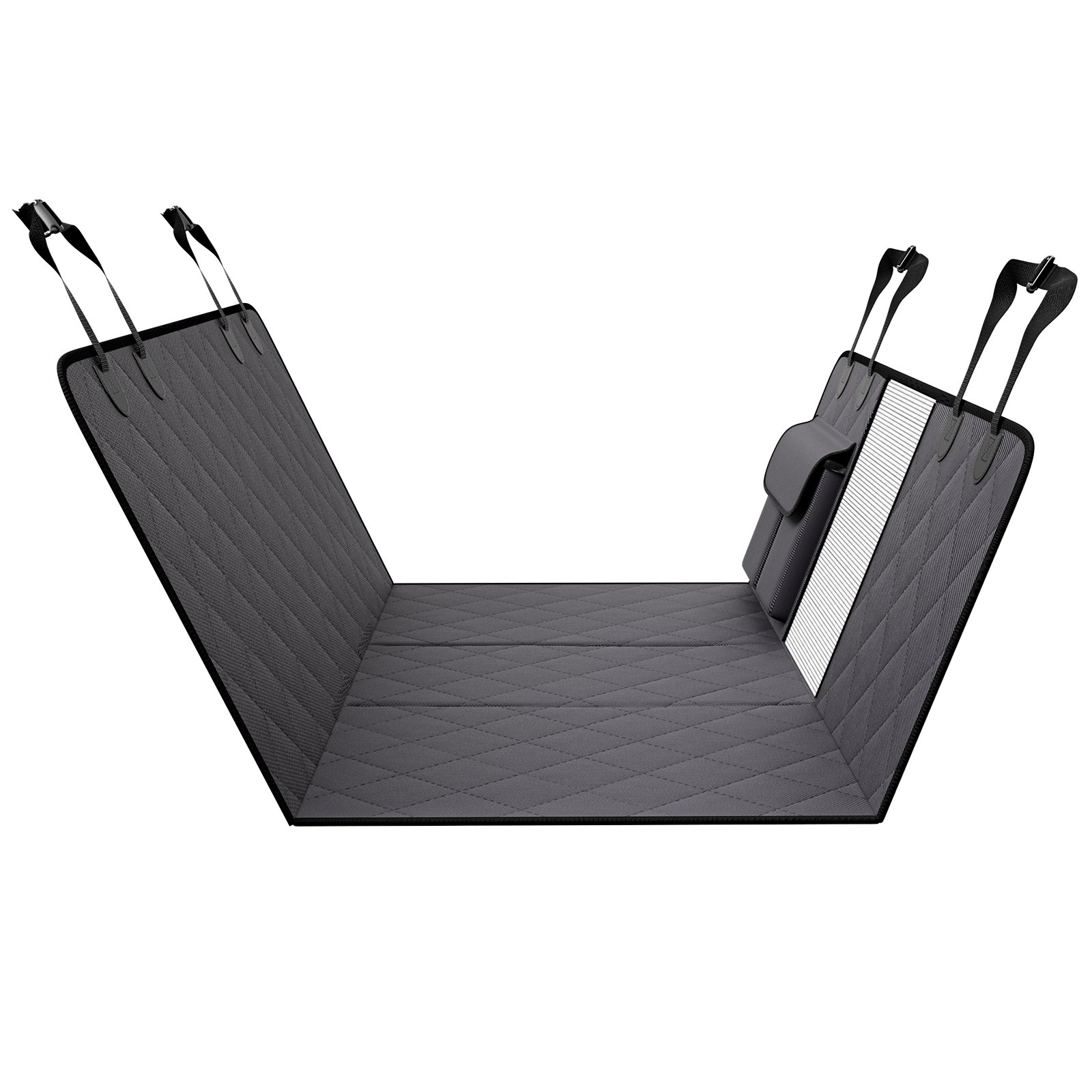 VEVOR Pokrowiec na fotel samochodowy dla psa, kocyk na tylne siedzenie, pokrowiec na fotel samochodowy dla psa z twardym spodem na tylne siedzenie, 137 x 61 cm, do 180 kg, z okienkiem z siatki i kieszenią do przechowywania w samochodzie, SUV