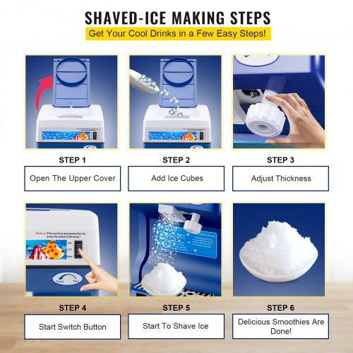 120 kg / h Ice Shaver Snow Cone Frozen Ice Shaving Slushie Maker Commercial Machine