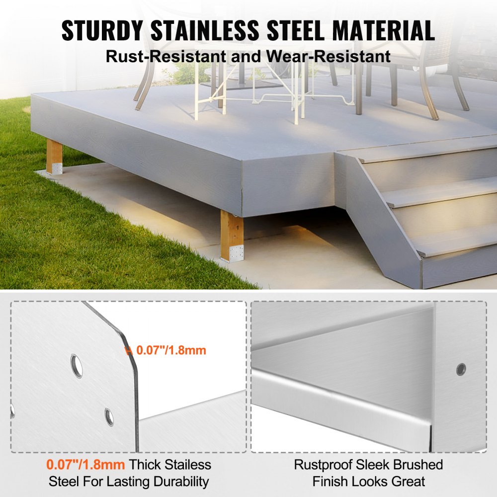 VEVOR Zestaw 4 tulei śrubowych 190 x 200 x 180 mm Wspornik słupka ze stali węglowej Słupek Podstawa słupka Tuleja gruntowa Podstawa wsporcza Idealna do balustrad werand, pergoli i kolumn