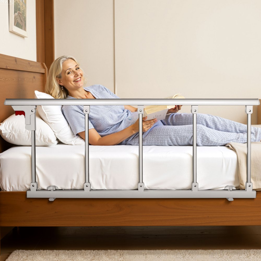 VEVOR składana barierka zabezpieczająca łóżko dla seniorów, 122 cm barierka zabezpieczająca łóżko z paskiem mocującym, zabezpieczenie przed upadkiem, uchwyt do ochrony dłoni, ochraniacz krawędzi, pasuje do łóżek typu king-size, queen-size, full-size i twin