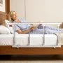 VEVOR Foldable Bed Rail for Elderly, 97 cm Bedside Assist Rail with Fixing Strap, Adjustable Height Pipe Bedside Cane, High-Strength Metal Senior Bed Bar, Hand Guard Grab Fits King, Queen, Full, Twin