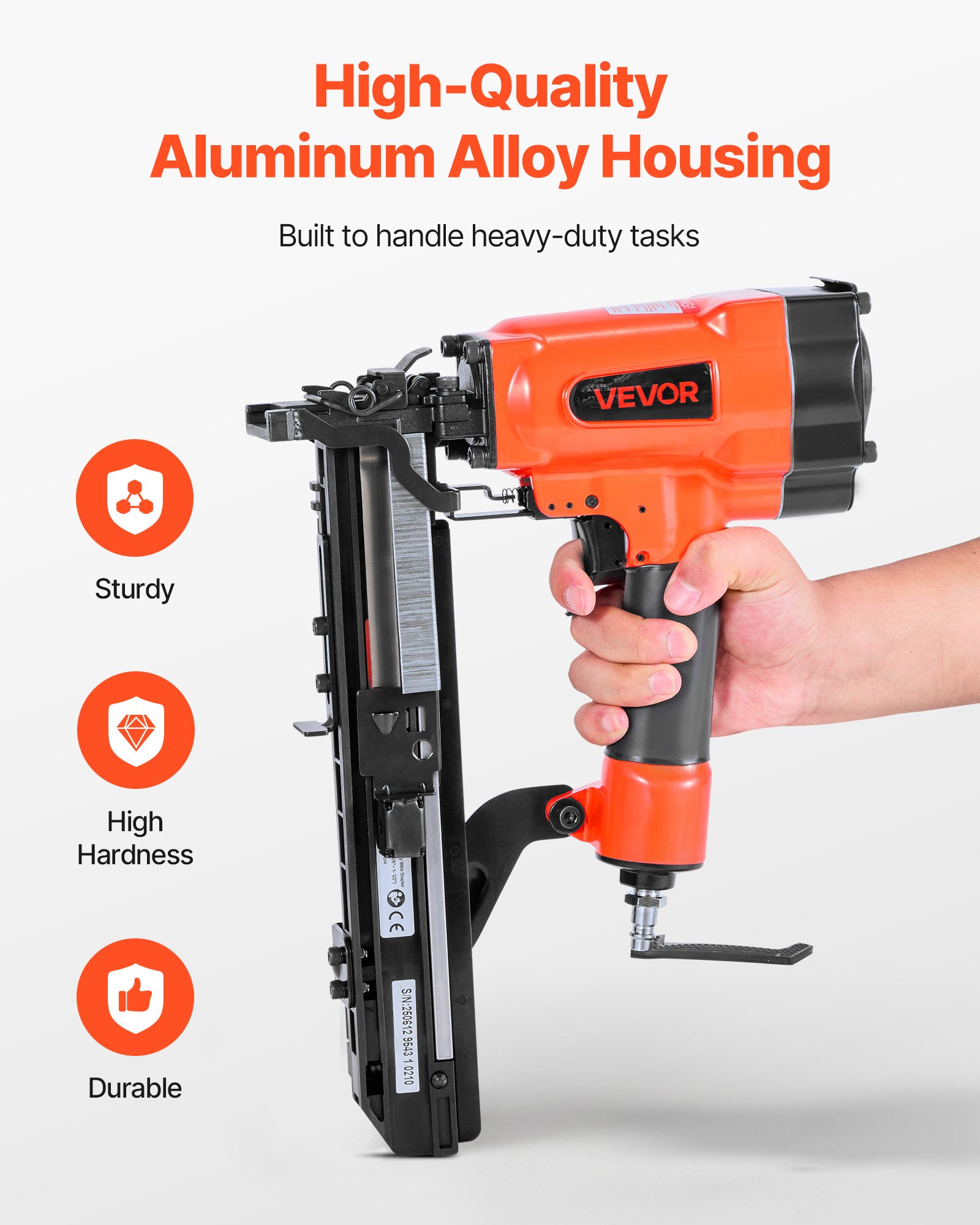 VEVOR Pneumatic Staple Gun, 16 Gauge 26.4mm Wide Crown Pneumatic Stapler 16mm to 38mm Length, 70-120PSI Air Staple Gun with Two Firing Modes for Roof Decking, Wall Sheathing, Fencing, Subflooring