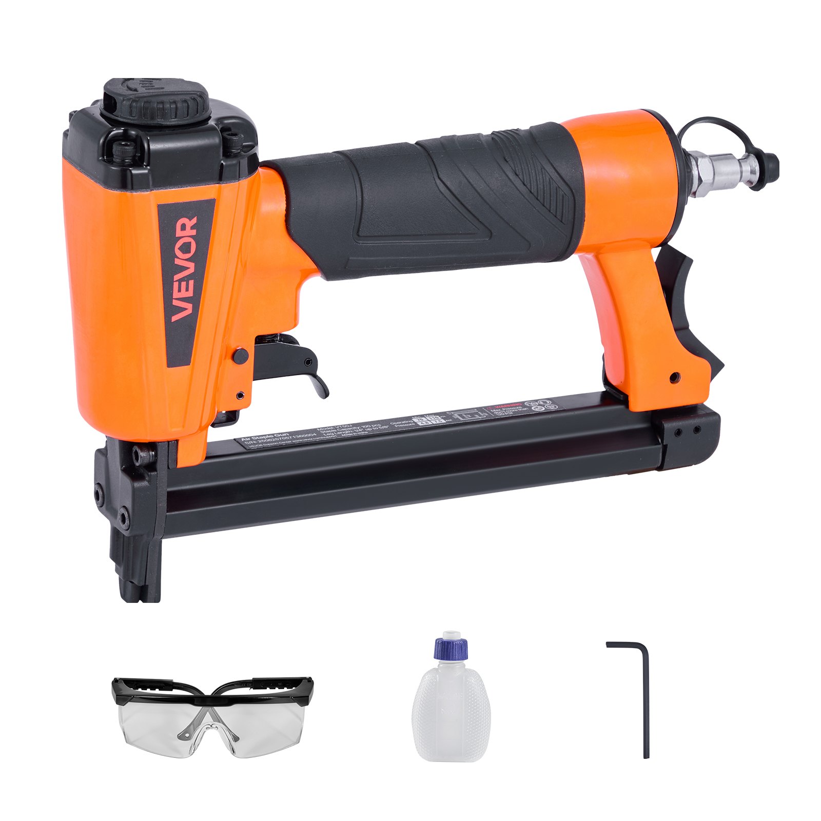 Gwoździarka pneumatyczna VEVOR, zszywacz pneumatyczny T50 do korony 10,8 mm, zszywki o długości 4-16 mm, zszywacz 70-110 PSI do obróbki drewna, tapicerki, tkanin, rękodzieła, projektów DIY