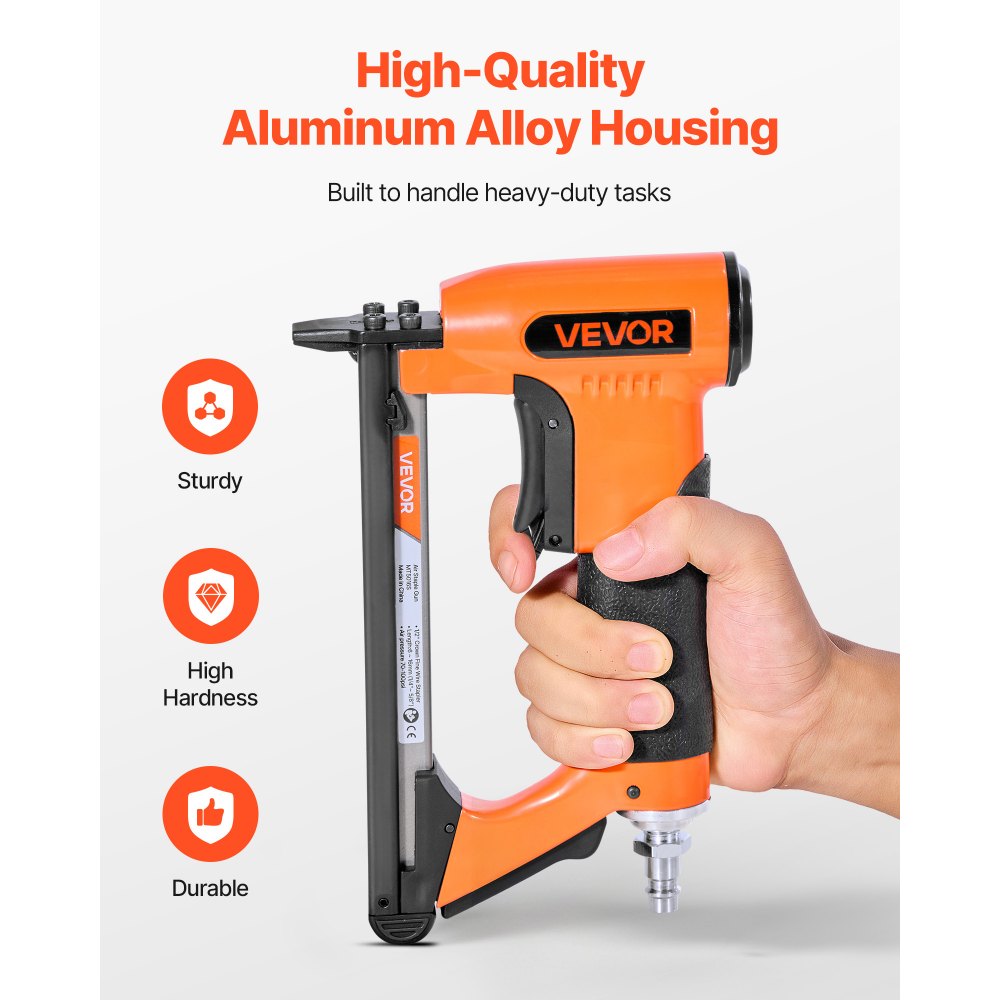VEVOR Pneumatic Staple Gun, 20 Gauge Air Upholstery Stapler for 50 Series Fine Wire Staples 12.8mm Crown 6mm-16mm Length, Max 110PCS Loading Air Staple Gun for Upholstering, Woodworking, DIY Projects