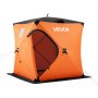 Namiot do wędkowania pod lodem VEVOR dla 1-2 osób, 1,52 x 1,52 x 1,75 m, ocieplany, do wędkowania zimowego, powierzchnia 2,31 m², tkanina 600D 4-warstwowa, przenośny schron pod lodem typu hub z kotwicami, linami i torbą transportową