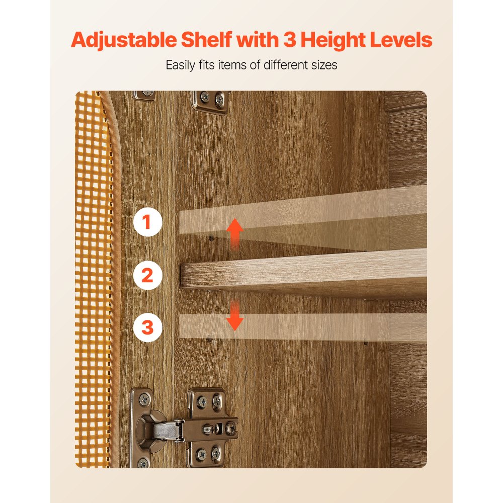 Szafka ścienna łazienkowa VEVOR z 2 drzwiami i regulowanymi półkami (3 poziomy wysokości), szafka ścienna do przechowywania z otwartą przegrodą do kuchni, toalety, pralni
