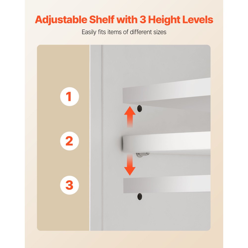 Szafka łazienkowa VEVOR z 2 drzwiami i regulowanymi półkami, szafka do przechowywania nad toaletą do montażu na ścianie, wisząca szafka z 3 otwartymi przegrodami do kuchni i toalety