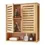 VEVOR Bathroom Wall Cabinet, 2 Doors and Adjustable Shelf, Over the Toilet Storage Medicine Cabinet Wall Mounted, Hanging Organizer with Shelves and Open Partition for Laundry Room Kitchen Restroom