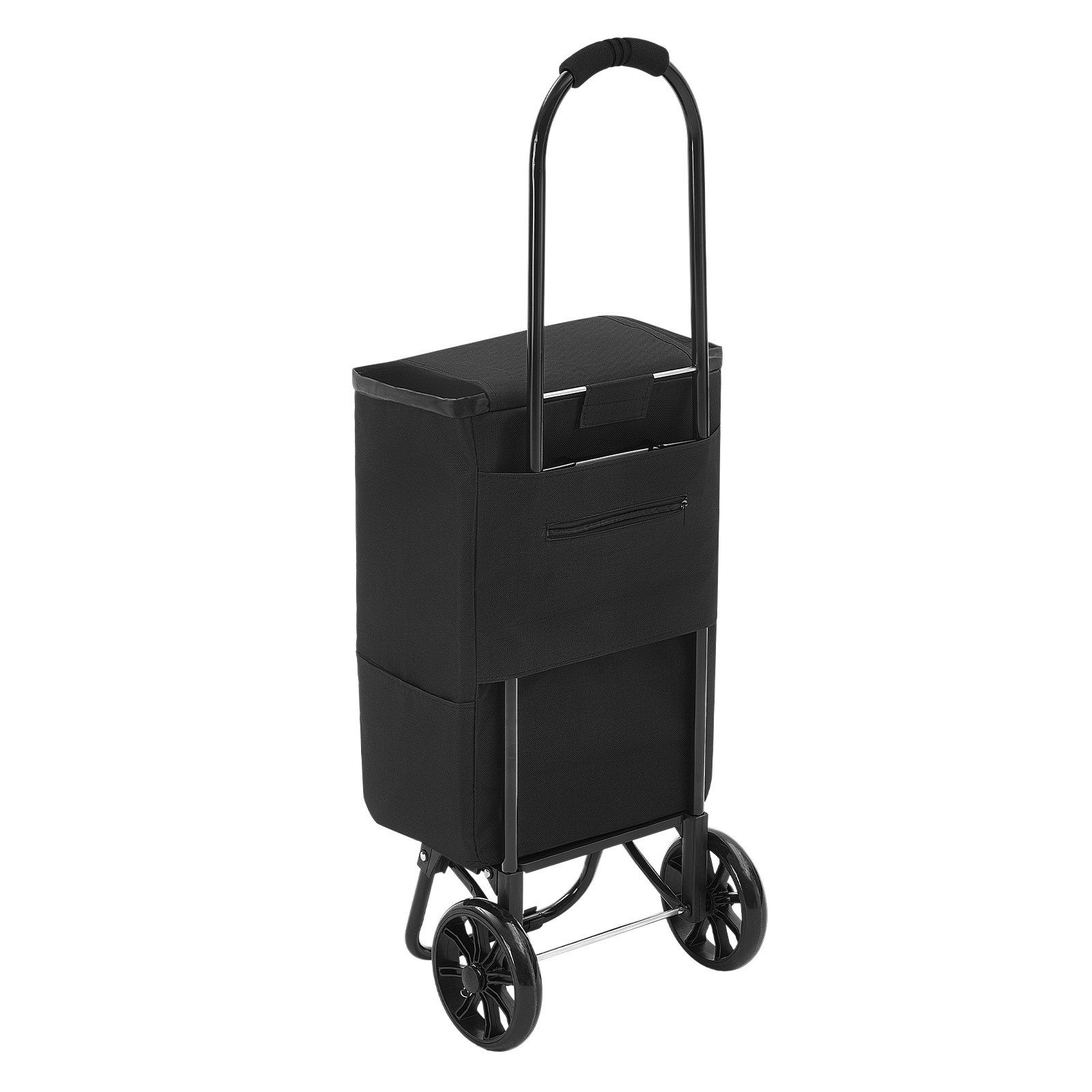 Wózek sklepowy VEVOR, składany wózek sklepowy o udźwigu 35 kg, czarny, pojemność 27 l, z chłodziarką, piankową rączką + kółkami, odpinaną torbą, wózek sklepowy 2 w 1 do zakupów, na kemping i do użytku domowego