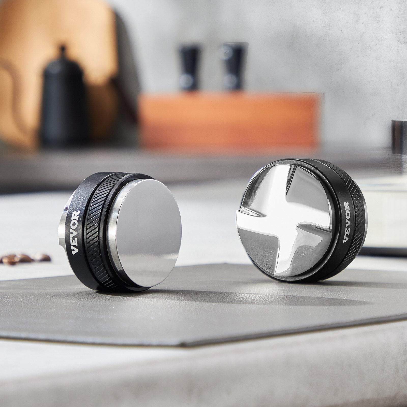 Dystrybutor kawy VEVOR 2 w 1 Regulowany dystrybutor espresso (53 mm) z podstawą w kształcie wachlarza, dystrybutor kawy Dystrybutor kawy ze stali nierdzewnej 304 z łatwą do demontażu konstrukcją