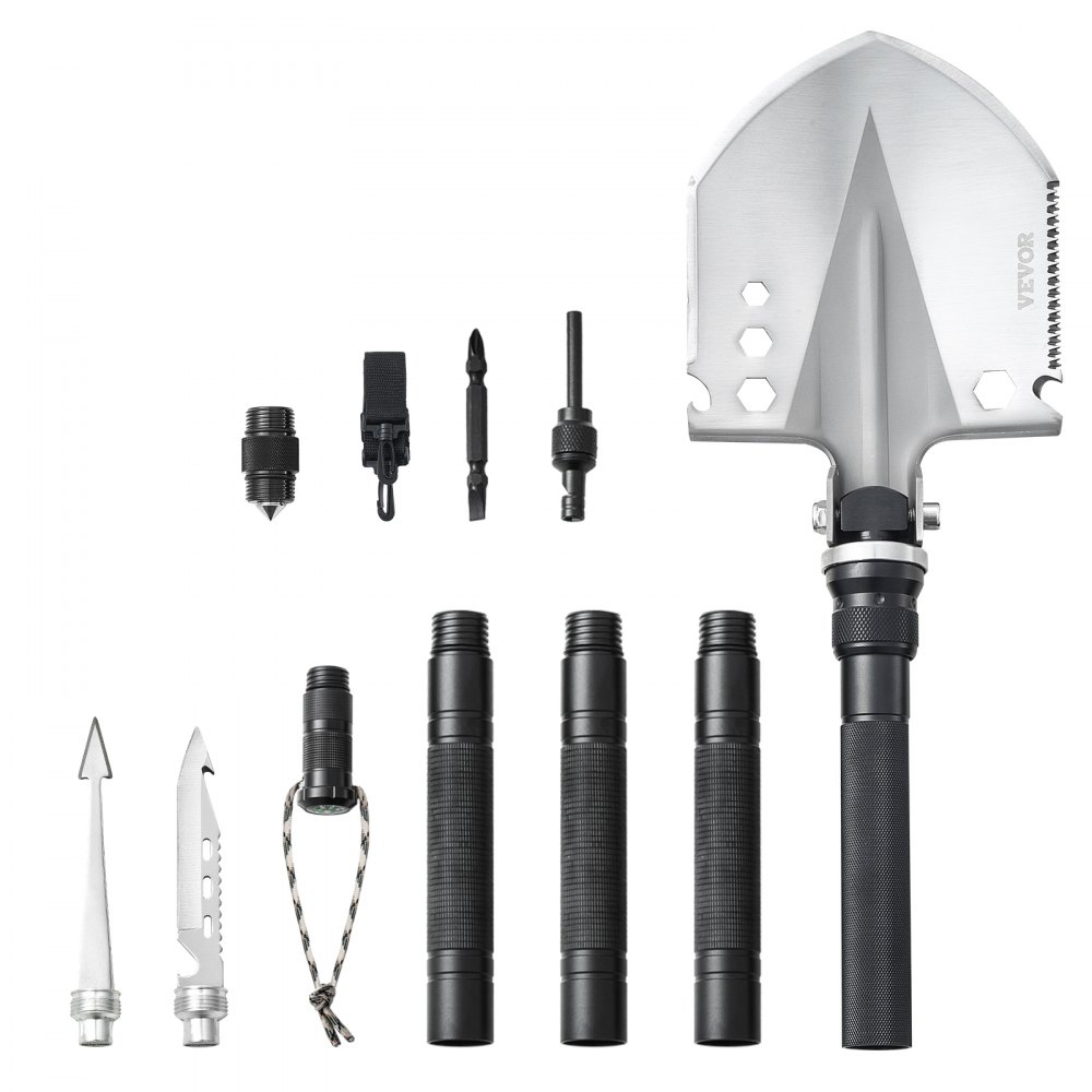 Łopata survivalowa VEVOR 13 w 1, składane narzędzie wielofunkcyjne, długość 98 cm, kompaktowa łopata do biwakowania w terenie, pieszych wędrówek, survivalu na świeżym powietrzu, sytuacji awaryjnych