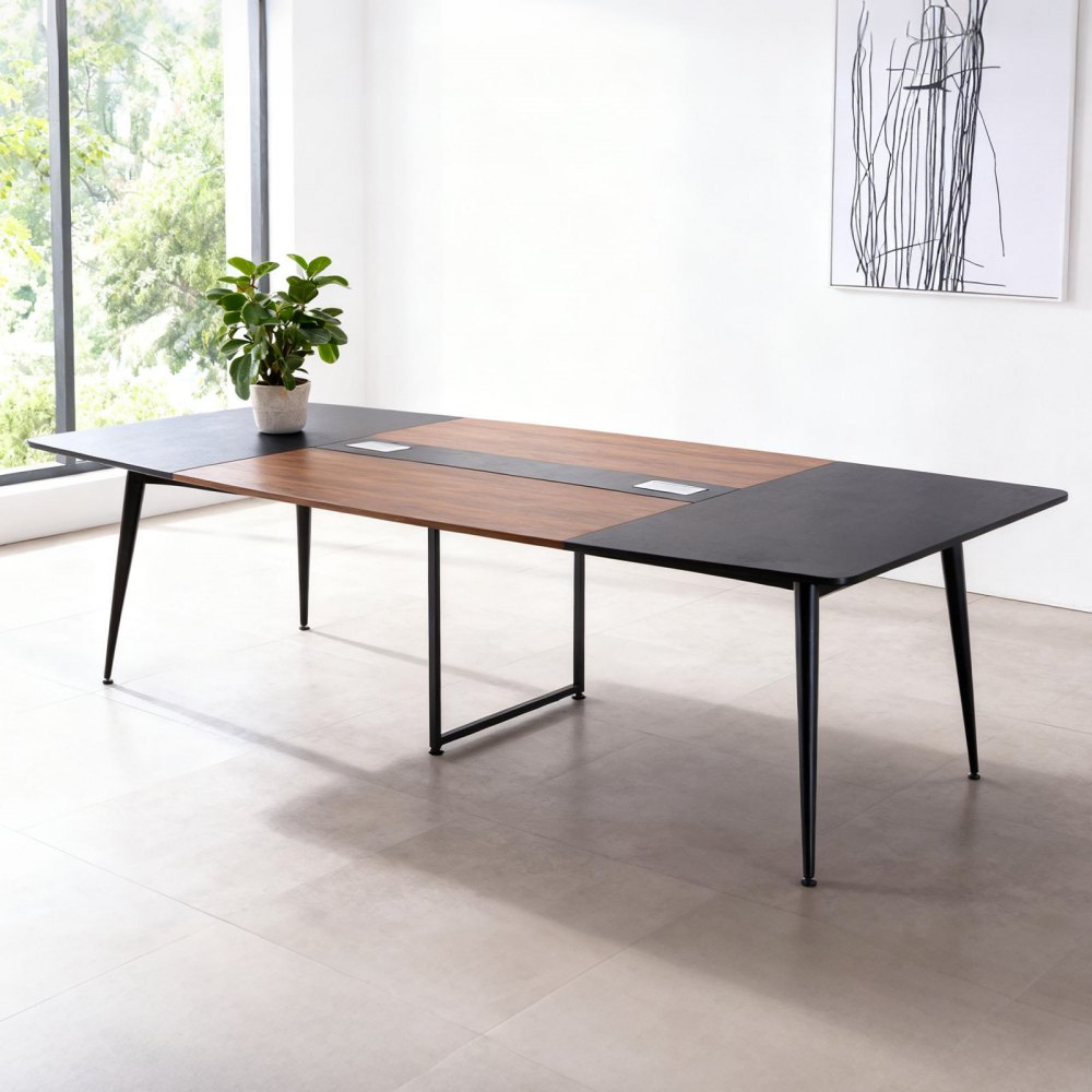 Stół konferencyjny VEVOR, stół konferencyjny dla 10 osób, zestaw 6 elementów, 240 x 120 cm, biurko w kształcie łódki, stół seminaryjny, stół konferencyjny, stół wielofunkcyjny, stół do przerwy na metalowych nogach do biura i sali konferencyjnej