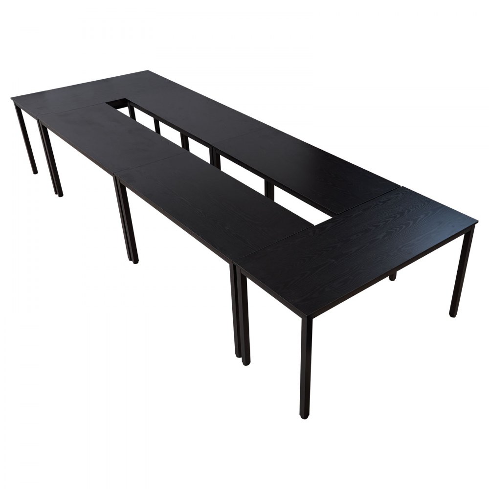 Stół konferencyjny VEVOR, stół konferencyjny dla 16 osób, zestaw 6 elementów, 140 x 60 cm (każdy element), prostokątne biurko kombinowane, stół konferencyjny, stół wielofunkcyjny, stół śniadaniowy z metalowymi nogami do biura, sali konferencyjnej
