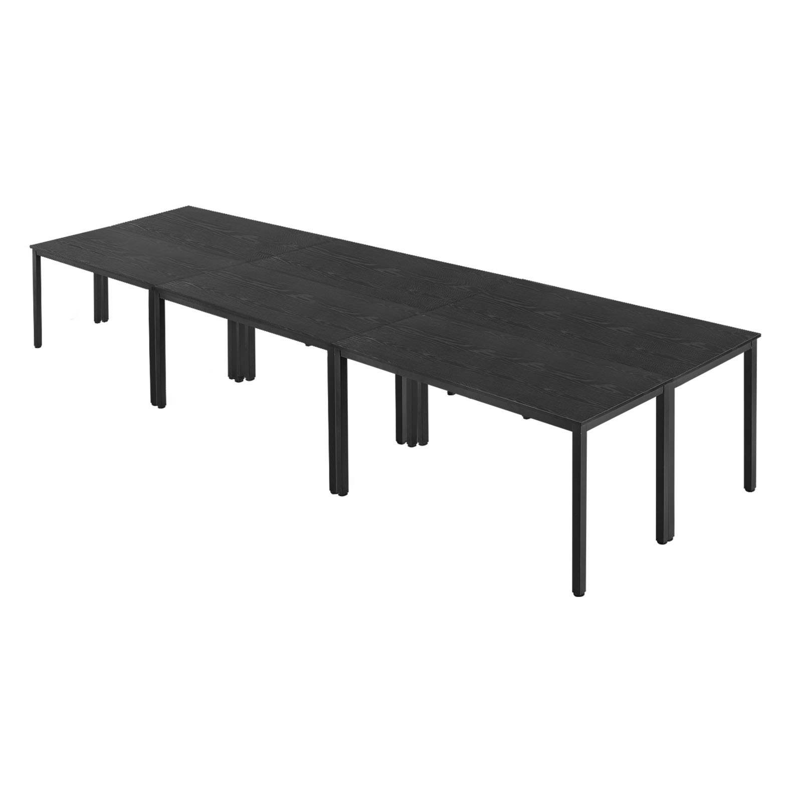 Stół konferencyjny VEVOR, stół konferencyjny dla 16 osób, zestaw 6 elementów, 140 x 60 cm (każdy element), prostokątne biurko kombinowane, stół konferencyjny, stół wielofunkcyjny, stół śniadaniowy z metalowymi nogami do biura, sali konferencyjnej