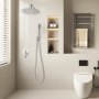VEVOR Shower Faucet Set, Rainfall Bathroom Shower System with 10-Inch (25.4cm) Round Rain Shower Head and Handheld Spray, Wall Mounted Bath Fixtures with Brass Valve and Trim Kit, Silver Chrome