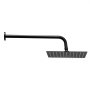Bateria natryskowa VEVOR z deszczownicą do łazienki, z kwadratową głowicą deszczową o średnicy 254 mm i słuchawką prysznicową, bateria łazienkowa ścienna z zaworem mosiężnym i zestawem wykończeniowym, matowa czerń