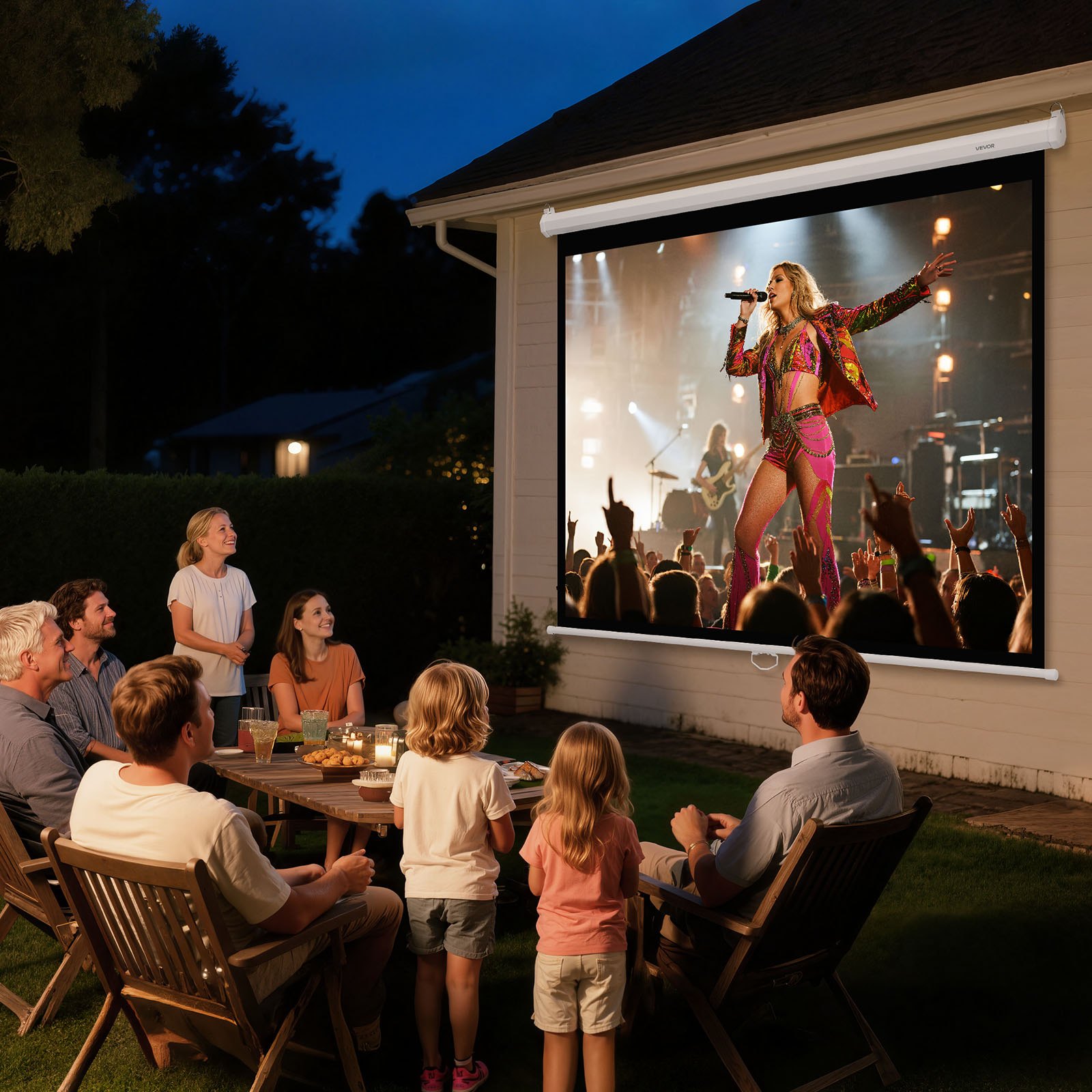 VEVOR Manual Projector Screen, 1829 mm 4:3 4K 1080 HD Retractable Pull Down Projector Screen, Wall Mounted Movie Projection with Pull Rope, Portable Display Projectoin for Family Home Office Theater