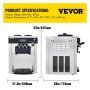 VEVOR Maszyna do lodów, biała, 2200 W, 2 x 6 l, maszyna do lodów na biurko, 220 V, maszyna do lodów z rożkiem na jajka, tacka na jajka, maszyna ze stali nierdzewnej