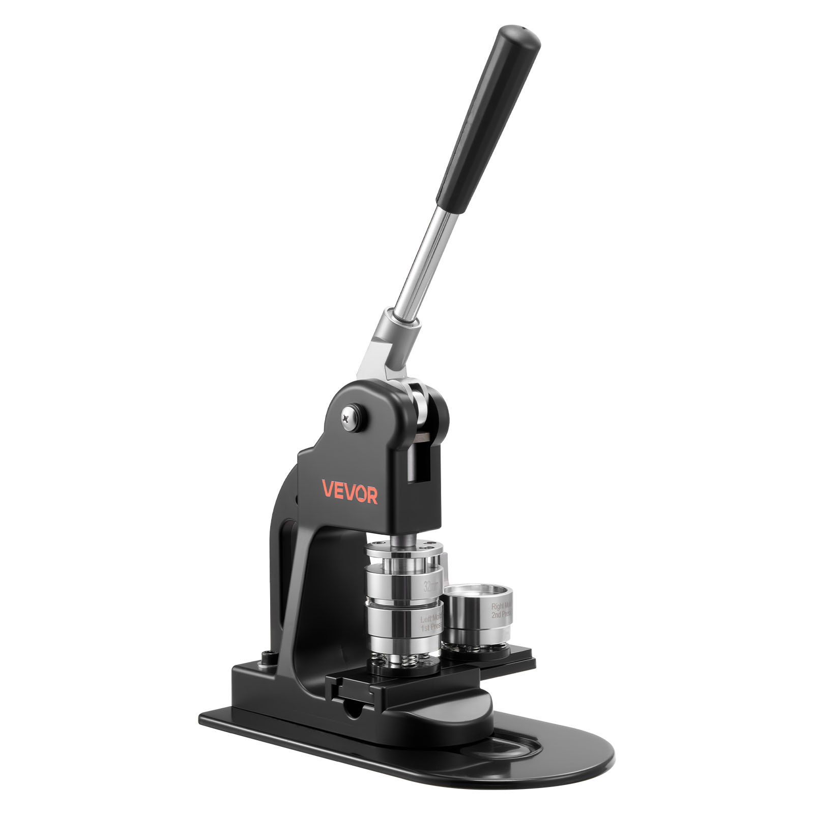 Maszyna do produkcji guzików VEVOR 32 mm, maszyna z 500 półfabrykatami guzików, wycinarką okręgów, kluczami imbusowymi, instrukcją obsługi i ergonomicznym uchwytem, ​​do samodzielnego wykonywania przypinek i odznak, czarna