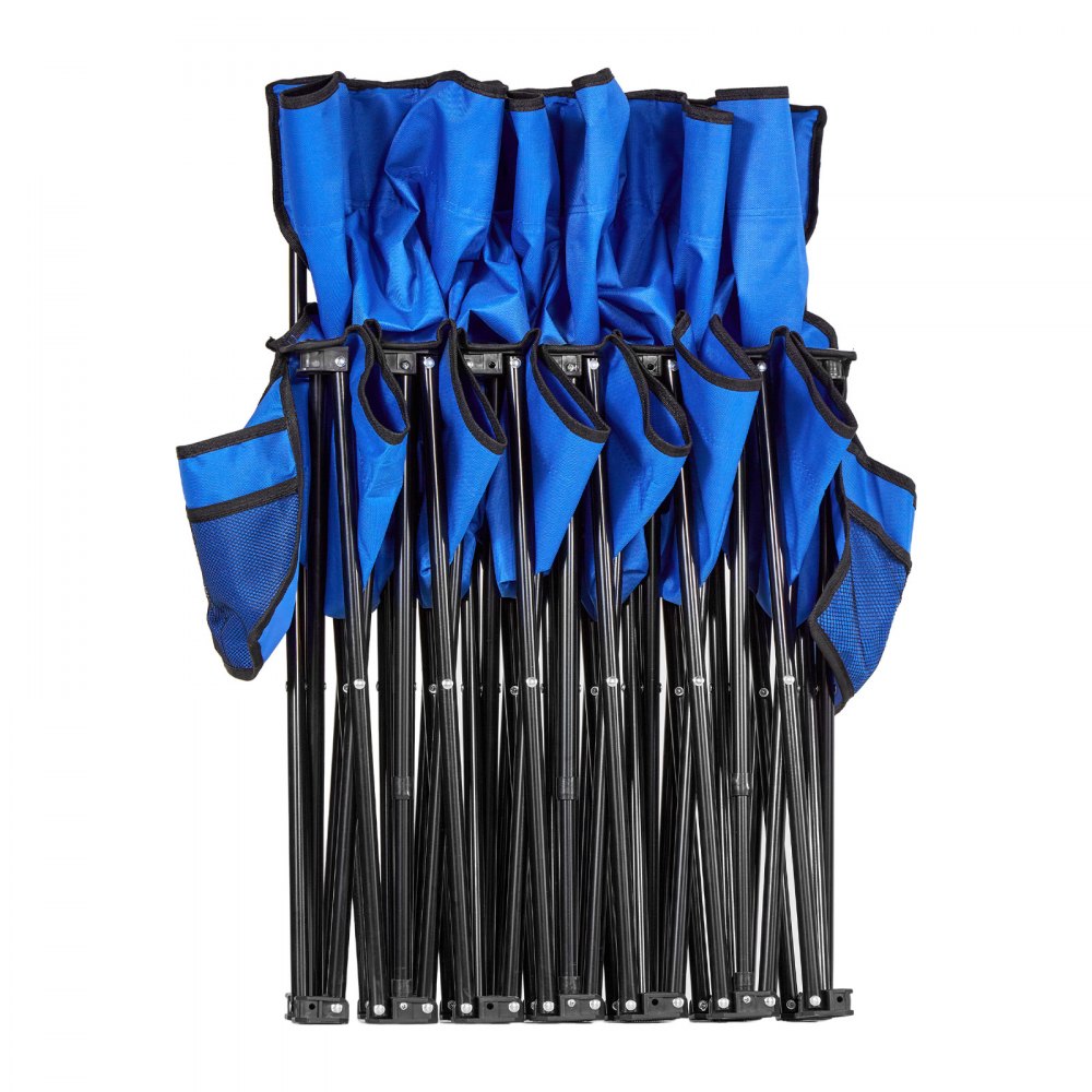 VEVOR Przenośna ławka kempingowa dla drużyn (4 osoby) z kieszeniami bocznymi i torbą transportową, składana ławka z oparciem, boczna ławka z siedziskiem do gry w piłkę nożną, baseball, outdoor, niebieska