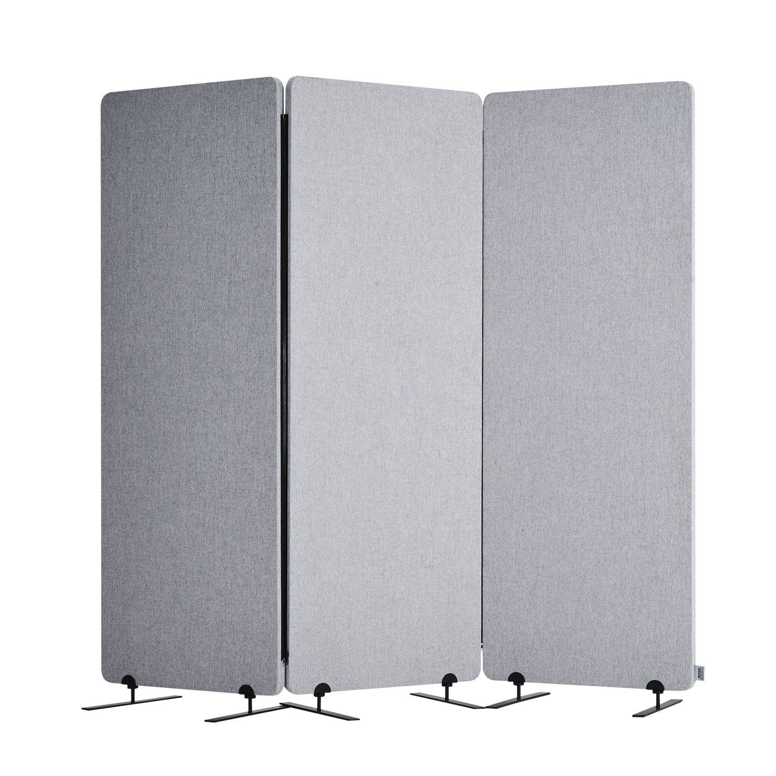 VEVOR Room Divider 3 Panels Screen 1840 x 350 x 1655 mm, Foldable Privacy Screen & Portable Partition Wall Divider Made of PET Polyester for Room Division, for Office, Bedroom, Study, Light Grey