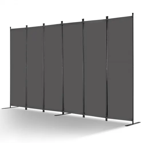 VEVOR Ściana działowa 6-panelowa, 3110 x 1805 x 450 mm, składana ściana zapewniająca prywatność i przenośna ścianka działowa do podziału pomieszczeń, wolnostojąca ścianka działowa do biura, sypialni lub gabinetu, szara