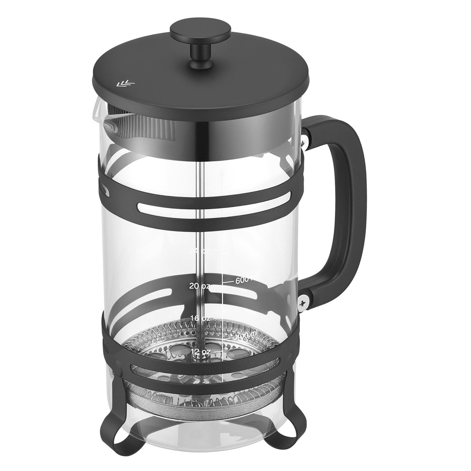 VEVOR French Press Coffee Maker, 1 l, wykonany ze szkła borokrzemianowego, zaparzacz do herbaty z filtrem ze stali nierdzewnej, ekspres do kawy na kemping, podróż, kuchnię, restaurację, czarny