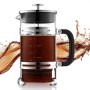 VEVOR French Press Coffee Maker, 1 l, wykonany ze szkła borokrzemianowego, zaparzacz do herbaty z filtrem ze stali nierdzewnej, ekspres do kawy na kemping, podróż, kuchnię, restaurację, srebrny