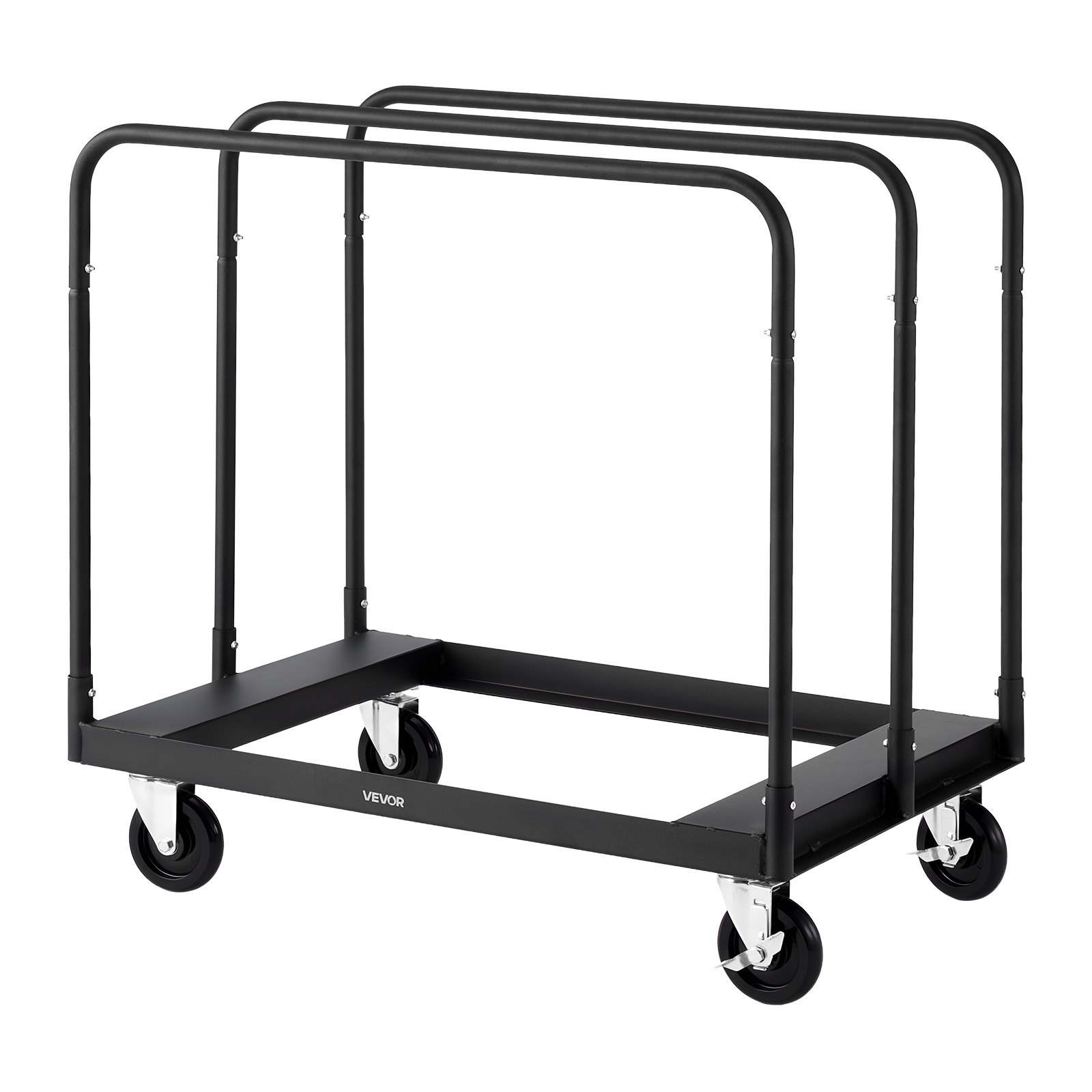 Wózek do płyt VEVOR, 816 kg, wózek transportowy z kółkami obrotowymi 360°, wózek do płyt z pasem mocującym i 3 bocznymi poręczami, rolka do płyt, pomoc w transporcie do fabryk, magazynów, garaży, czarny, 955 x 610 x 935 mm