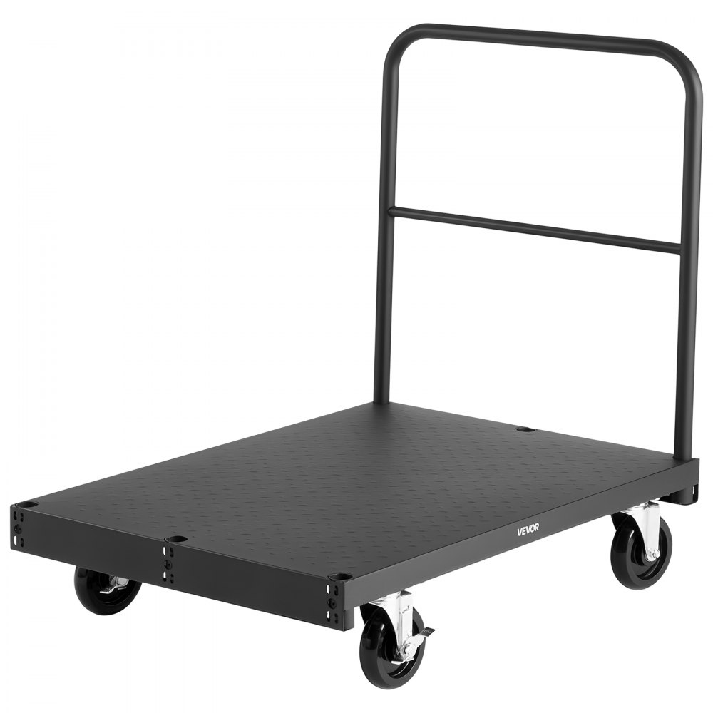 VEVOR Drywall Cart Dolly, 816 kg Load Capacity, 2-in-1 Steel Panel Truck Cart with 12.5 mm Swivel Casters, 91.4 x 61 cm Platform Truck with 4 Side Handrails for Factory, Warehouse, Garage, Black