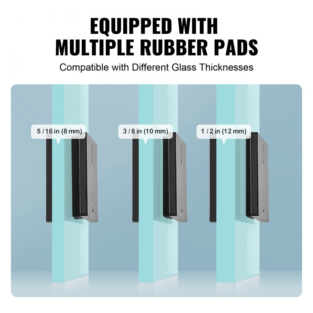 Zacisk szklany VEVOR, 4 sztuki, prostokątny uchwyt do balustrady szklanej do szkła hartowanego o grubości 0,31"–0,47", zacisk montażowy do szkła ze stali nierdzewnej 304, uchwyt do półki szklanej o grubości 0,2" na balkon, do ogrodu, basenu, na schody