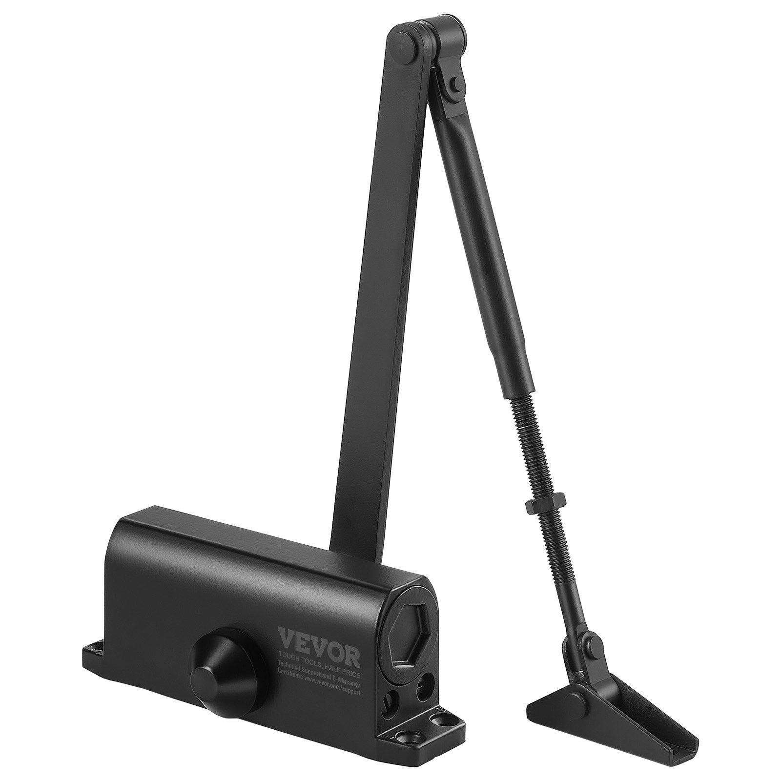 Automatyczny samozamykacz drzwi VEVOR do bram komercyjnych i prywatnych, do bram o wadze do 45 kg, regulowany rozmiar, obudowa z hydraulicznym zderzakiem, wykonana z odlewanego aluminium, kolor czarny