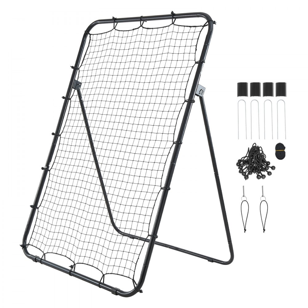 Siatka do odbijania piłki baseballowej VEVOR 120 x 180 cm, 5-kątowa siatka treningowa do gry w baseball, softball i treningów indywidualnych w pomieszczeniach i na zewnątrz, z siatką polietylenową, 4 kotwami gruntowymi i składaną stalową ramą
