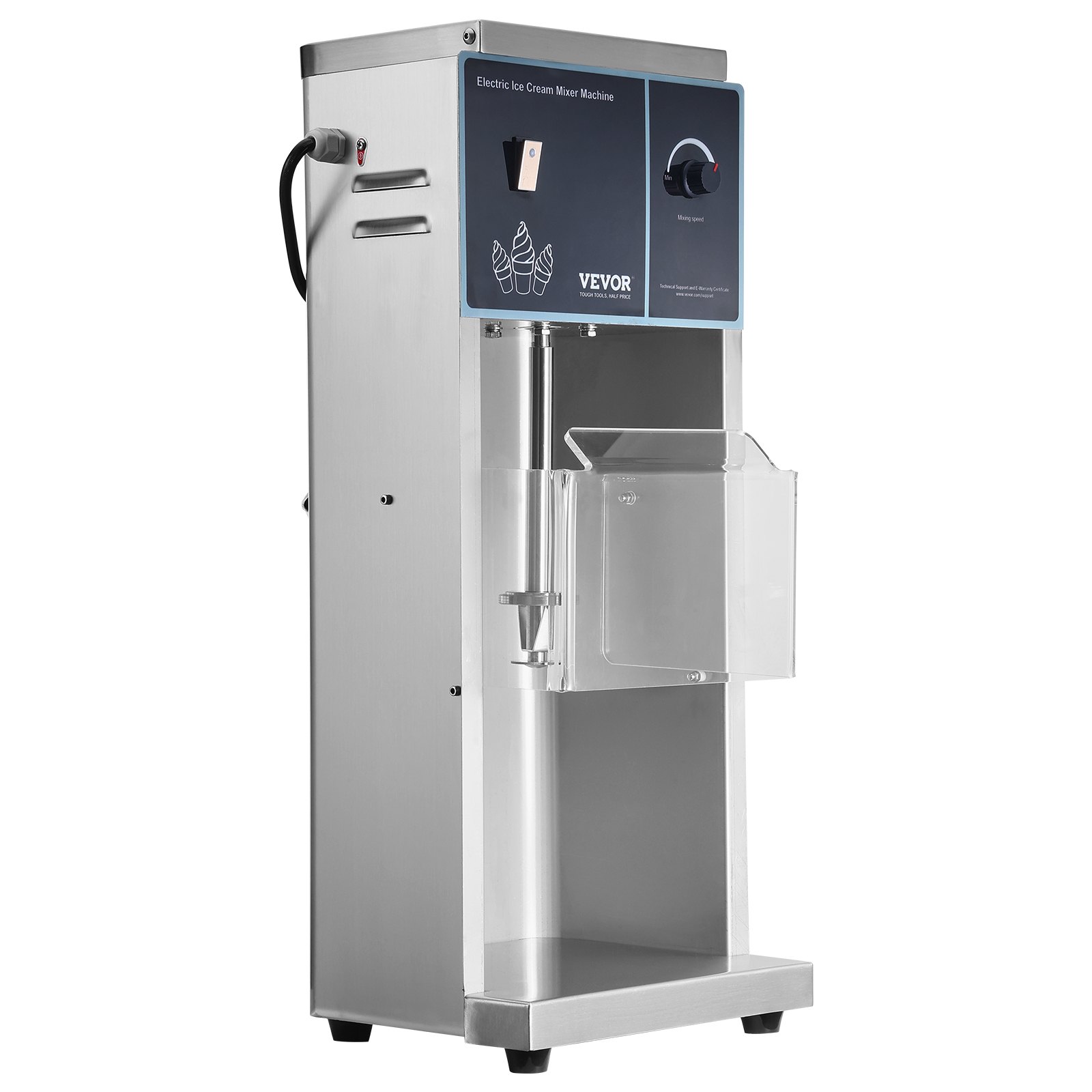 Mikser do lodów VEVOR, 400 W, szybka maszyna do lodów, blender, urządzenie mieszające, 4200 obr./min, bezstopniowa regulacja prędkości, shaker do lodów ze stali nierdzewnej 304, 3 kubki ręczne, możliwość przygotowania różnych smaków lodów