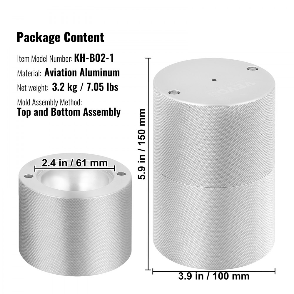 Zestaw foremek do lodu VEVOR 60 mm, foremka do lodu, forma do kulek lodowych ze szczypcami do lodu i tacką ociekową, aluminiowe, trwałe foremki do lodu, pojemnik na kostki lodu, whisky, americano, sok i mleko, srebrny