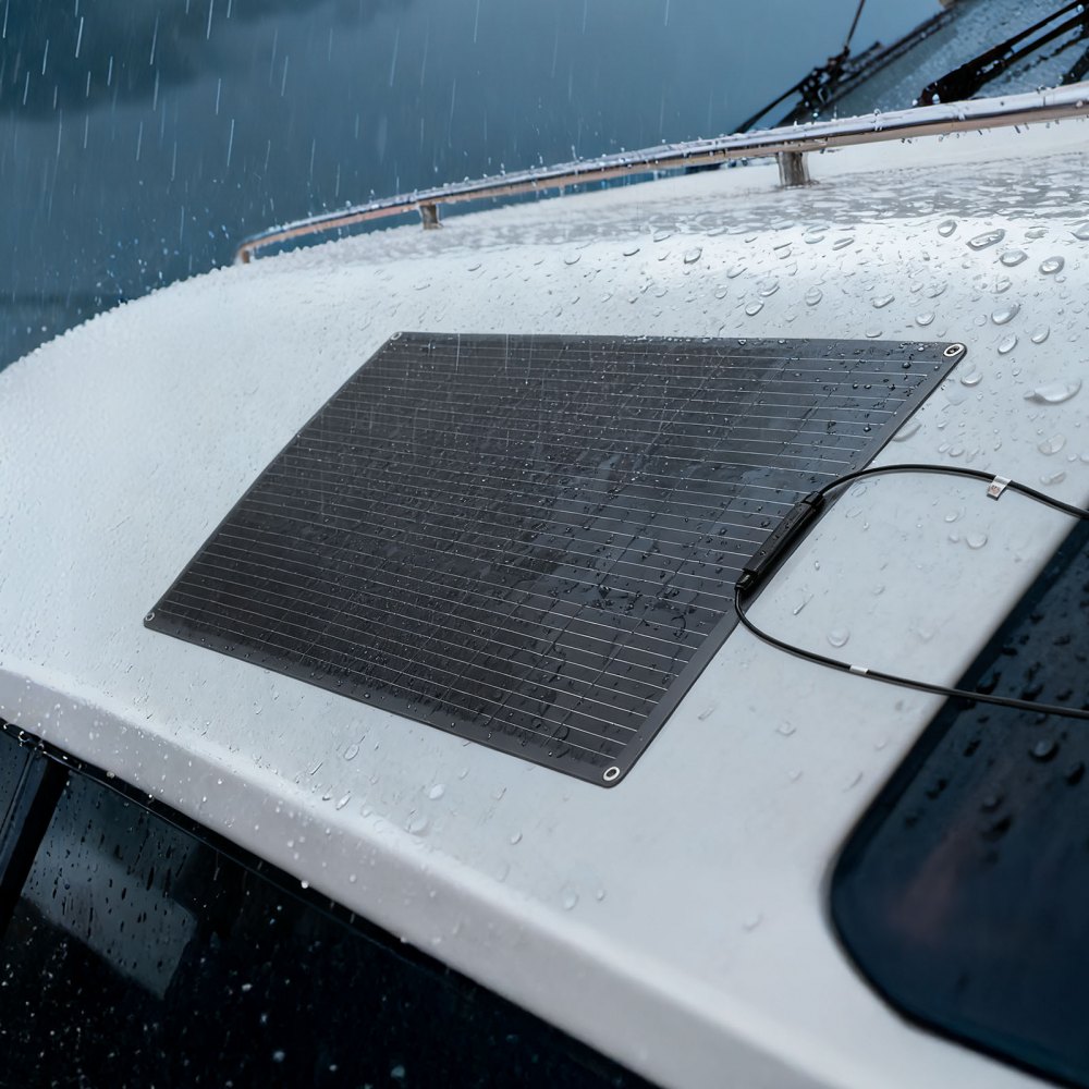 Monokrystaliczny panel słoneczny VEVOR, półelastyczny panel słoneczny o mocy 100 W, ładowarka poza siecią z wyjściem MC4, wodoodporność IP67, elektrownia balkonowa do łodzi, kamperów, samochodów, domków i powierzchni zakrzywionych