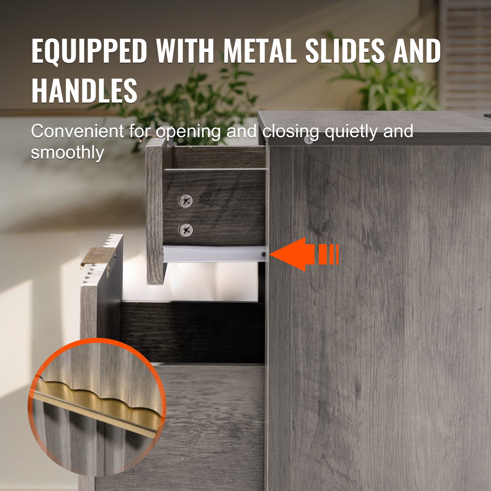 VEVOR Stolik nocny kwadratowy, 2-częściowy, z portami i gniazdami USB, 3-poziomowy stolik boczny z szafką do przechowywania i 2 szufladami, do salonu, sypialni, biura