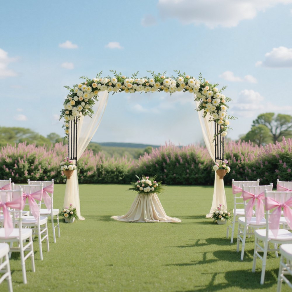 VEVOR Garden Arbor, 2.4 (H) x  2.5 (W) x 0.4 (D) m Metal Archway, Sturdy Outdoor Trellis Arch with Stakes, Easy to Assemble, Pergola Arbor for Plant Climbing Yard Lawn Wedding Party Decoration