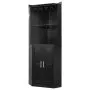 VEVOR Corner Wine Cabinet, Bar Cabinet with Ample Storage, Modern Buffet Sideboard with Glass Holder, Adjustable LED Brightness, Anti-Tip Strap, for Home Kitchen, Living Room, Dining Room, Black Wood