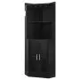 VEVOR Corner Wine Cabinet, Bar Cabinet with Ample Storage, Modern Buffet Sideboard with Glass Holder, Adjustable LED Brightness, Anti-Tip Strap, for Home Kitchen, Living Room, Dining Room, Black Wood